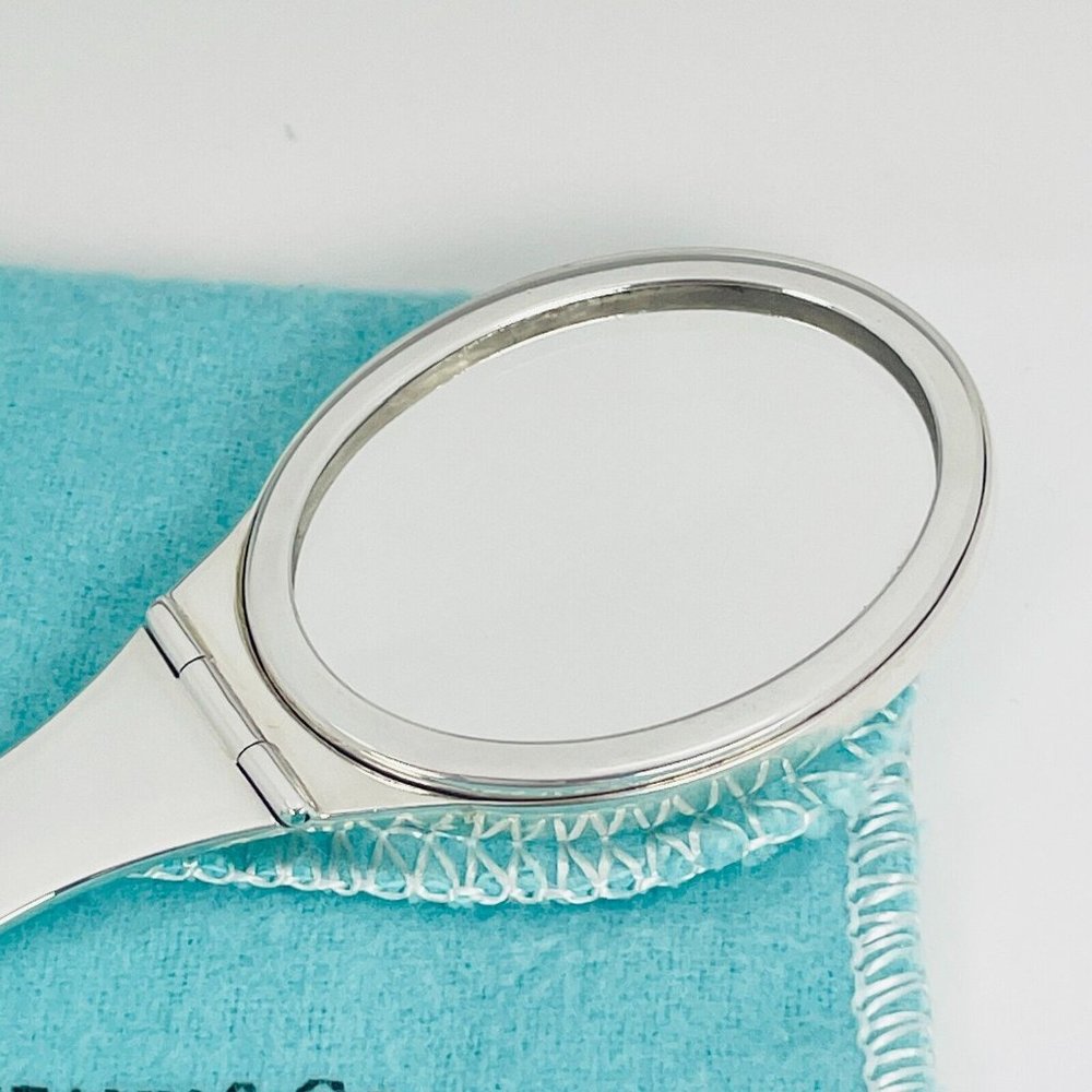 Vintage Tiffany & Co Makeup Cosmetic Folding Purse Mirror Compact in Silver - Picture 2 of 7
